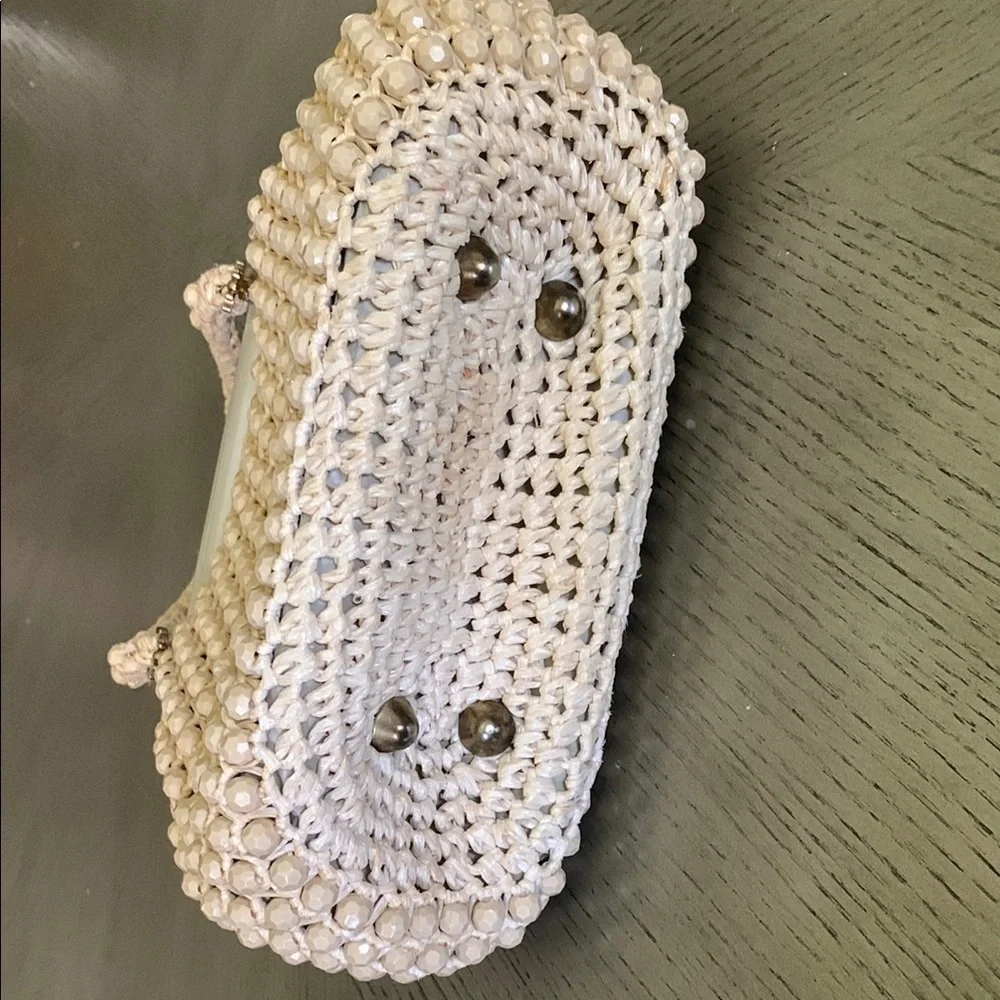 Vintage LEFCORT Elegant Cream Beaded Handbag